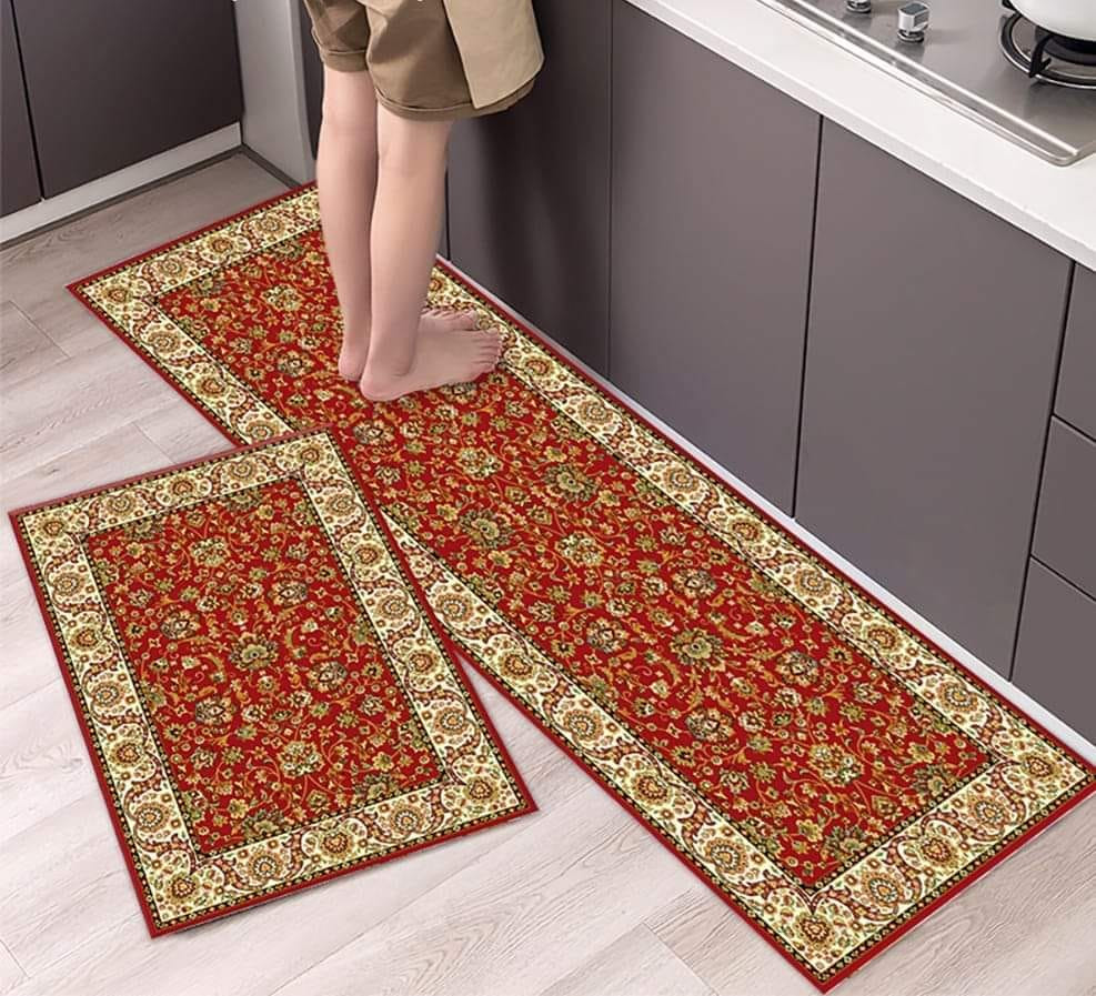 Anti-slip 3D Printed Geometric Kitchen Mat Set